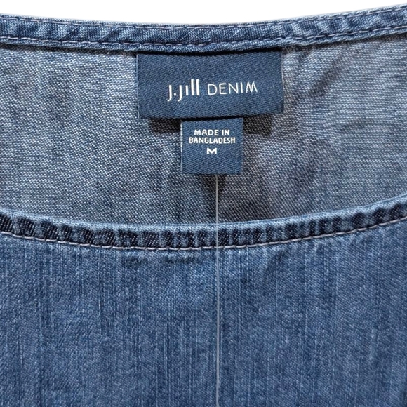 J Jill Denim Blue Ombre Dip Dye Chambray Sleevless Shift Dress (M) - Picture 3 of 8